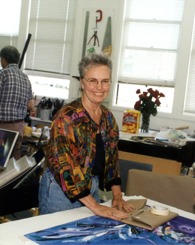 Carolyn in her Hunters Point Shipyard studio, 1998